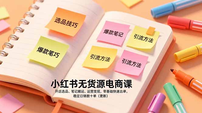 小红书无货源电商课，开店选品、笔记搬运、运营变现，零基础快速出单，稳定日销数十单（更新）中-951博客