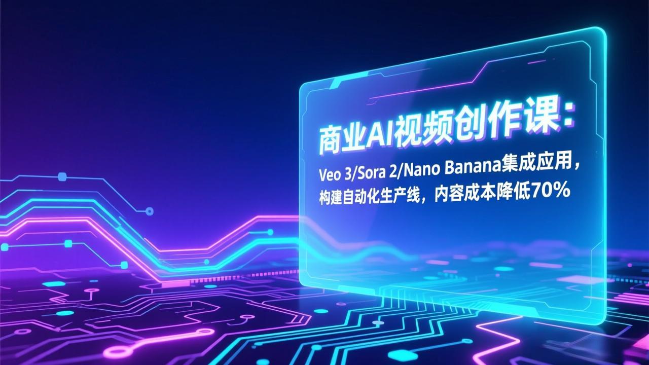 商业AI视频创作课：Veo 3/Sora 2/Nano Banana集成应用，构建自动化生产线，内容成本降低70%_酷乐网