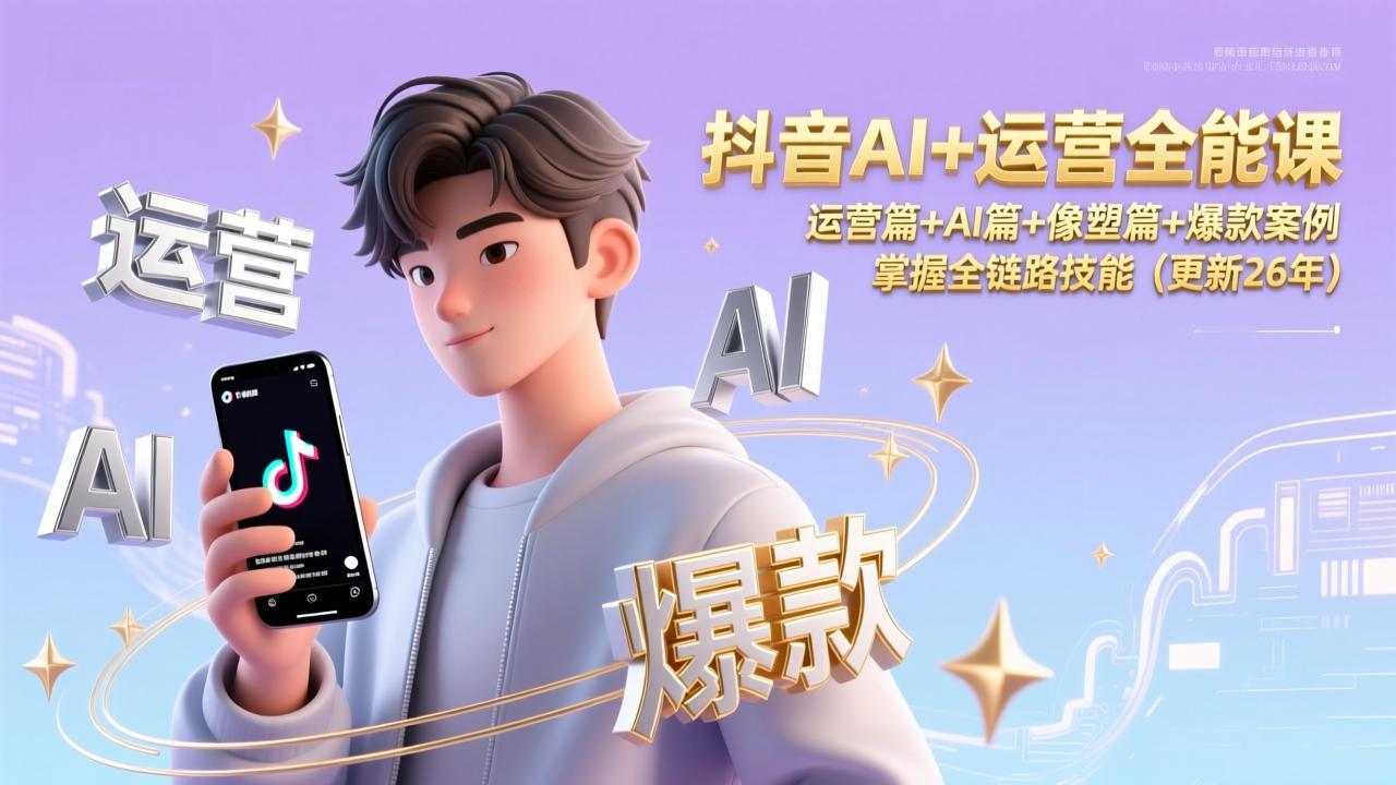 抖音AI+运营全能课，运营篇+AI篇+像塑篇+爆款案例，掌握全链路技能（更新26年）_酷乐网