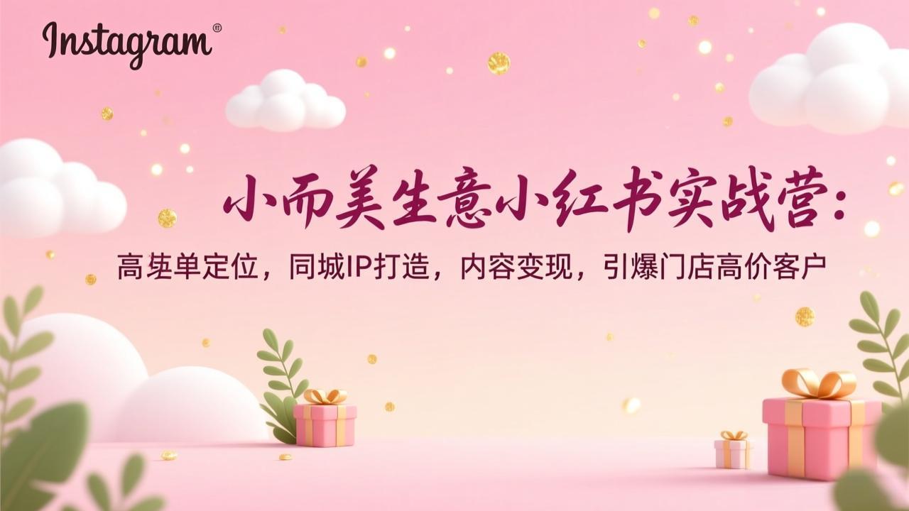 小而美生意小红书实战营：高客单定位，同城IP打造，内容变现，引爆门店高价客户-951博客