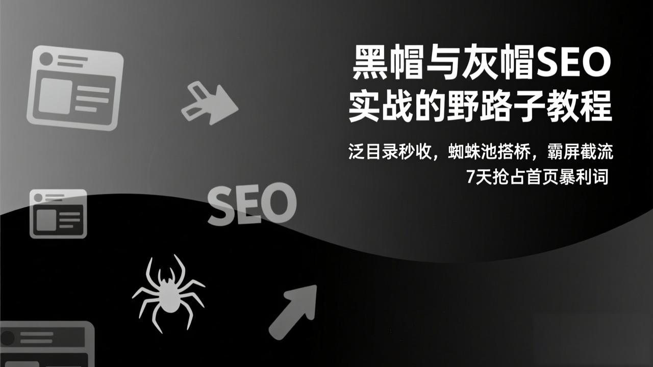 黑帽与灰帽SEO实战的野路子教程：泛目录秒收，蜘蛛池搭桥，霸屏截流，7天抢占首页暴利词_酷乐网