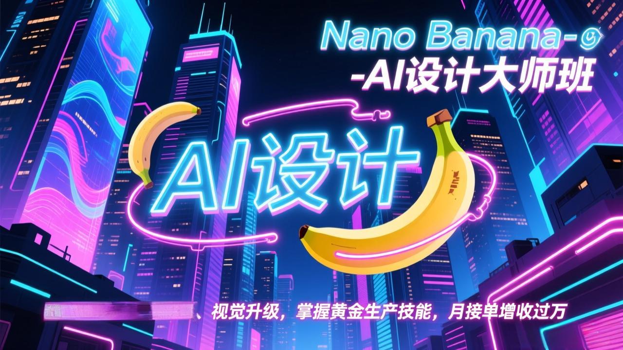 NanoBanana-AI设计大师班，修图合成、广告创作、视觉升级，掌握黄金生产技能，月接-951博客