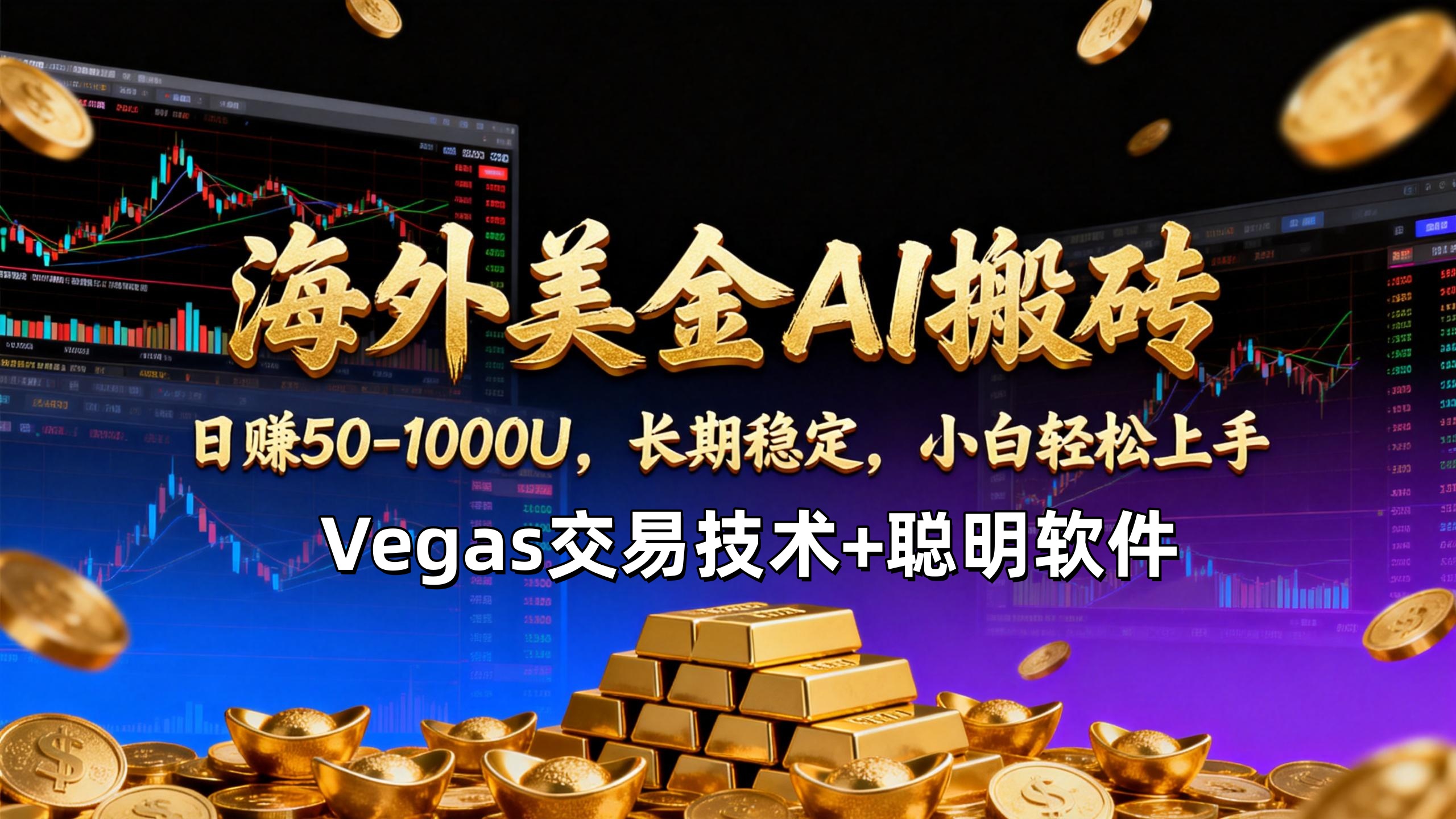 【海外美金AI搬砖】Vegas交易技术+聪明软件，日赚50-1000U，长期稳定，小白轻松上手。_酷乐网