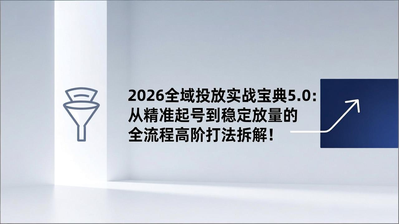 2026全域投放实战宝典5.0：从精准起号到稳定放量的全流程高阶打法拆解！_酷乐网