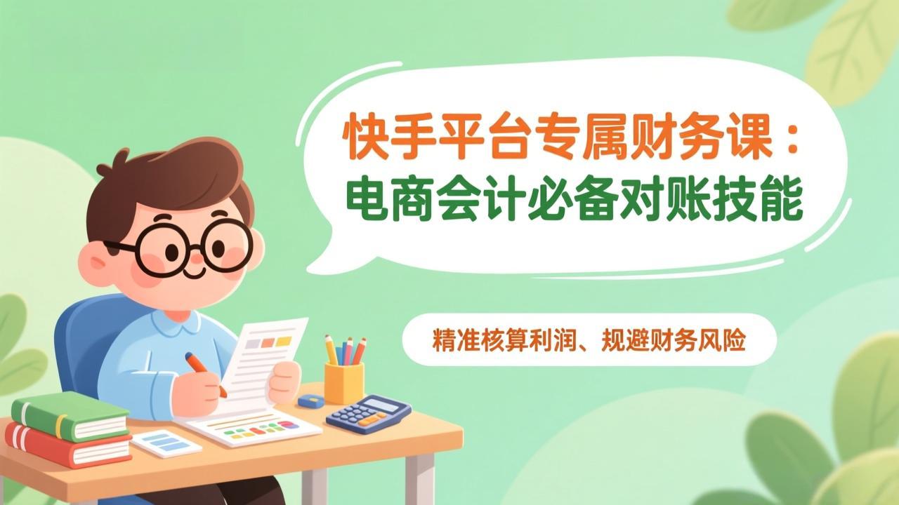 快手平台专属财务课：电商会计必备对账技能，精准核算利润、规避财务风险_酷乐网