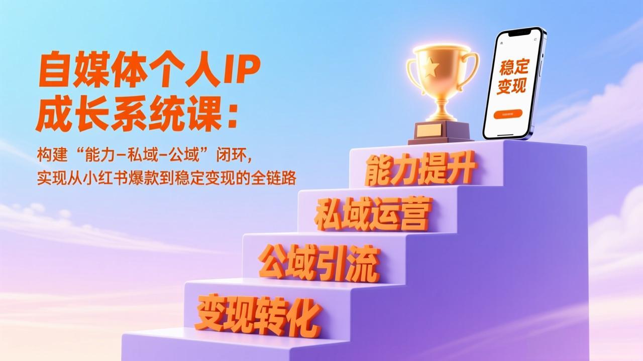 自媒体个人IP成长系统课:构建“能力-私域-公域”闭环,实现从小红书爆款到稳定变现的全链路_酷乐网