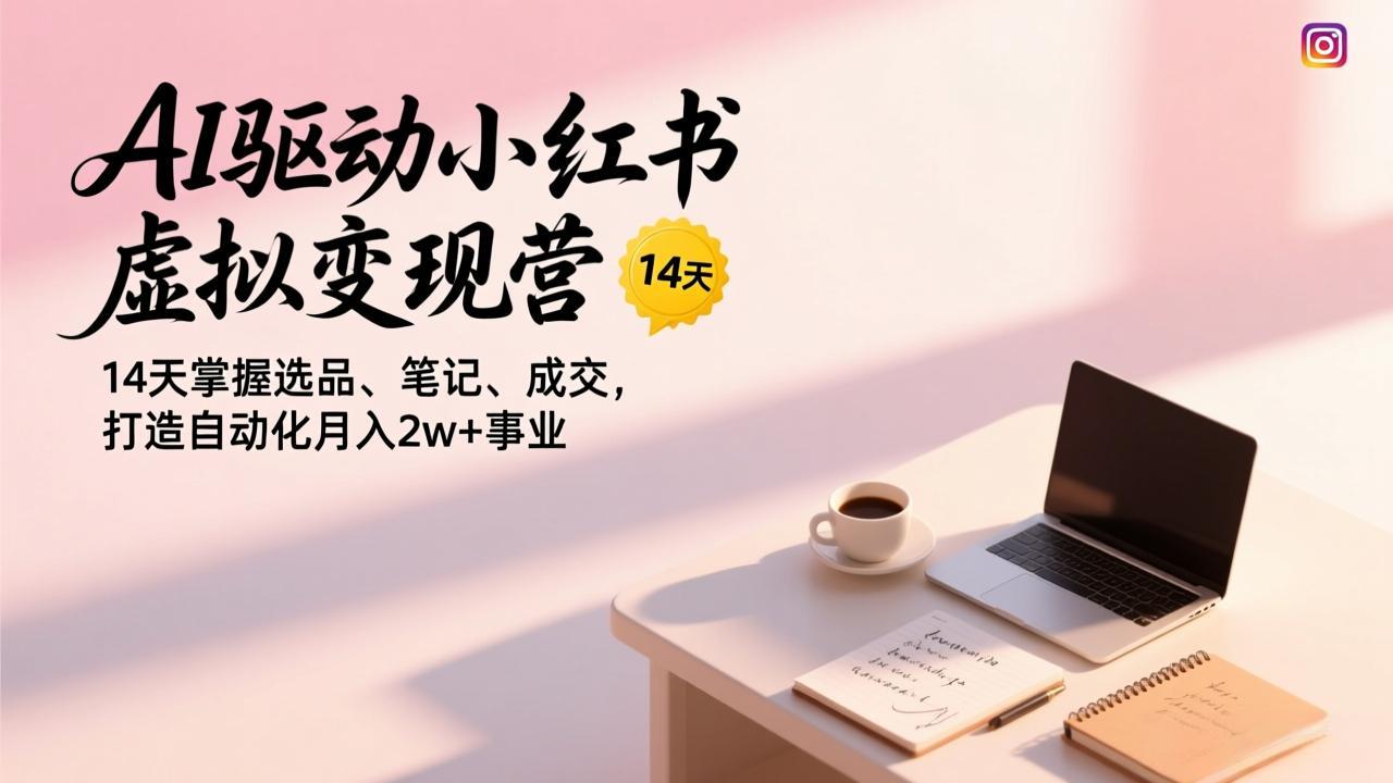AI驱动小红书虚拟变现营，14天掌握选品、笔记、成交，打造自动化月入2w+事业_酷乐网