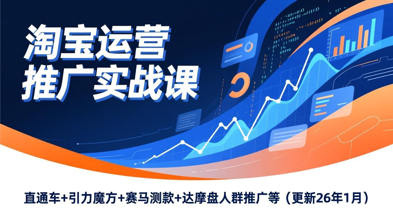 淘宝运营推广实战课,直通车+引力魔方+赛马测款+达摩盘人群推广等(更新26年1月)_酷乐网