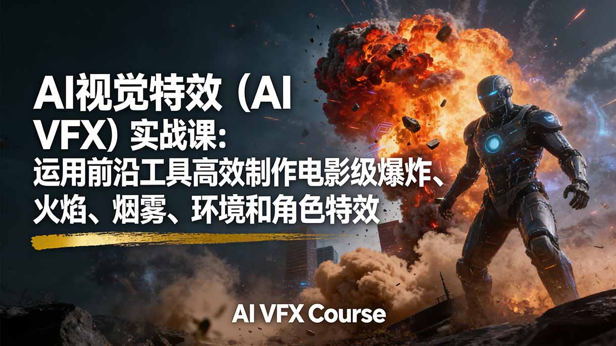 AI视觉特效（AIVFX）实战课：运用前沿工具高效制作电影级爆炸、火焰、烟雾、环境和角色特-951博客