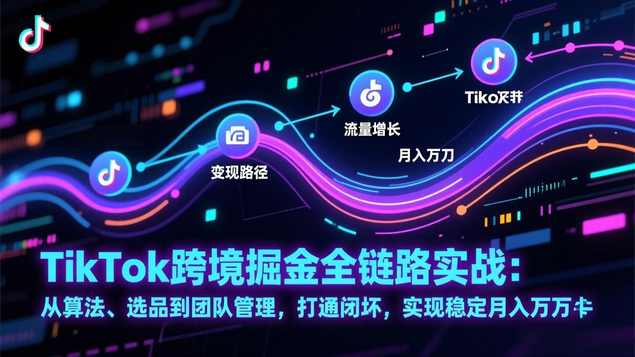 TikTok跨境掘金全链路实战：从算法、选品到团队管理，打通闭环，实现稳定月入万刀-951博客