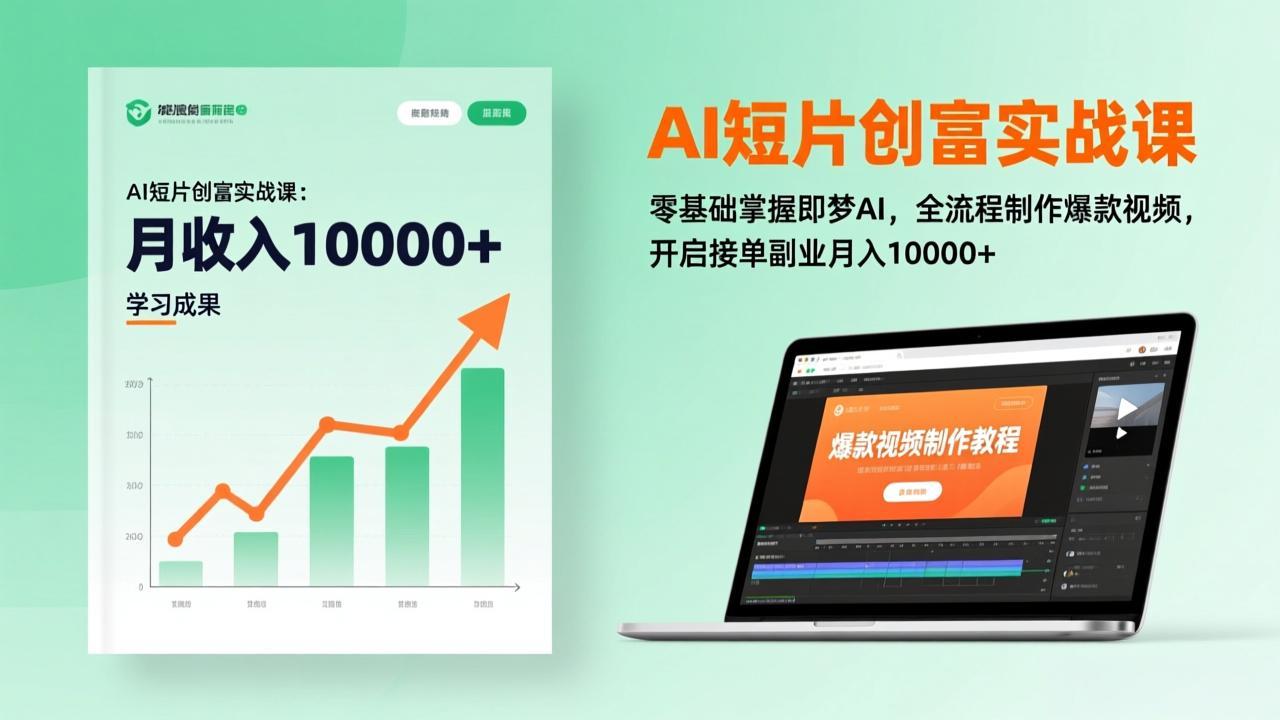 AI短片创富实战课:零基础掌握即梦AI,全流程制作爆款视频,开启接单副业月入10000+(更新)_酷乐网