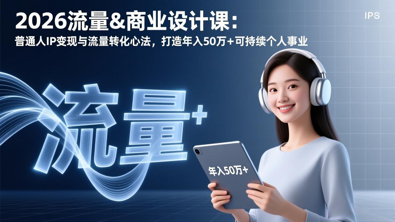 2026流量&商业设计课：普通人IP变现与流量转化心法，打造年入50万+可持续个人事业_酷乐网