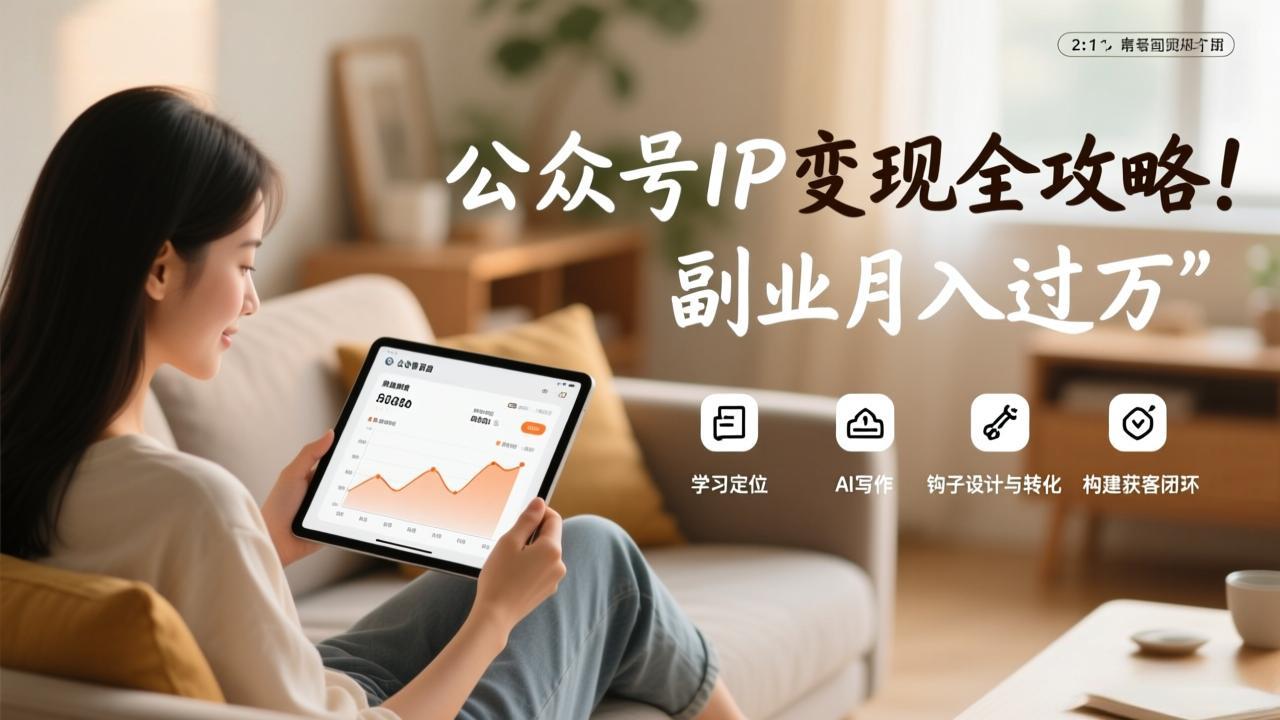 公众号IP变现全攻略,学习定位、AI写作、钩子设计与转化,构建获客闭环,副业月入过万_酷乐网