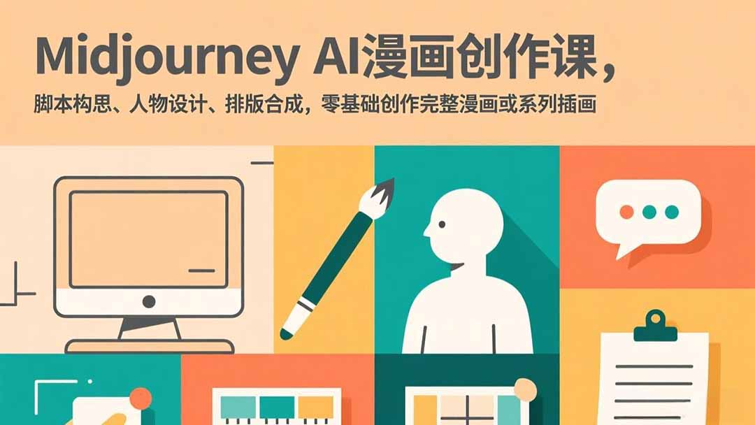 Midjourney AI漫画创作课，脚本构思、人物设计、排版合成，零基础创作完整漫画或系列插画_酷乐网