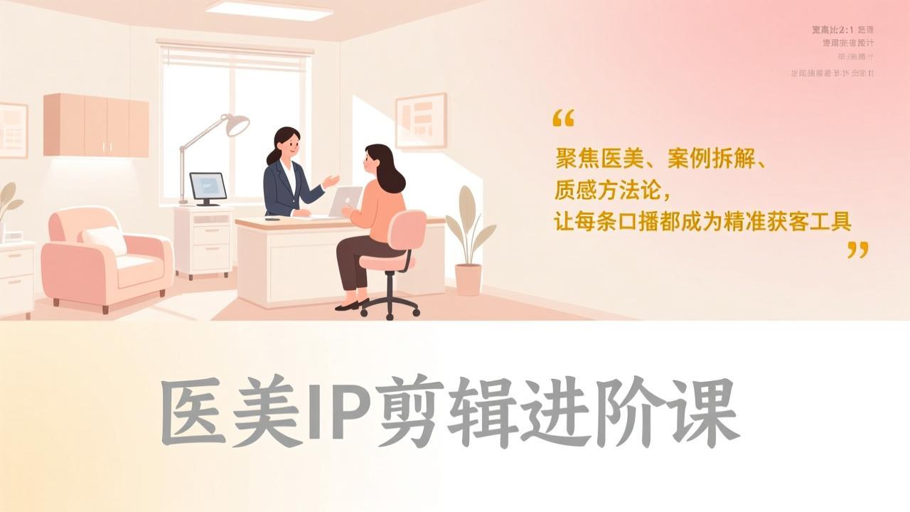 医美IP剪辑进阶课，聚焦医美、案例拆解、质感方法论，让每条口播都成为精准获客工具_酷乐网