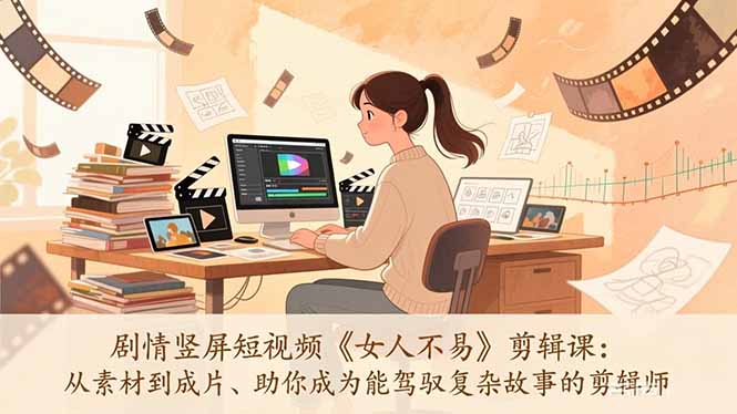 剧情竖屏短视频《女人不易》剪辑课：从素材到成片、助你成为能驾驭复杂故事的剪辑师_酷乐网