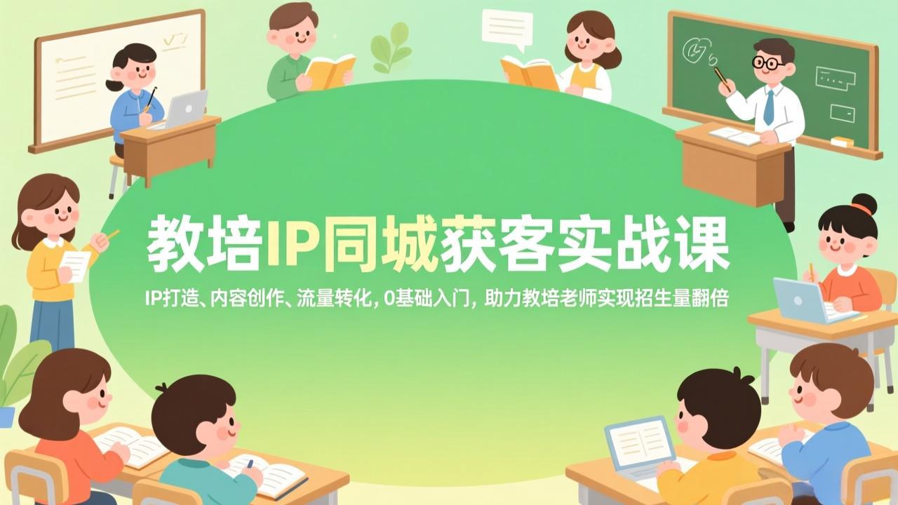 教培IP同城获客实战课，IP打造、内容创作、流量转化，0基础入门，助力教培老师实现招生量翻倍-951博客