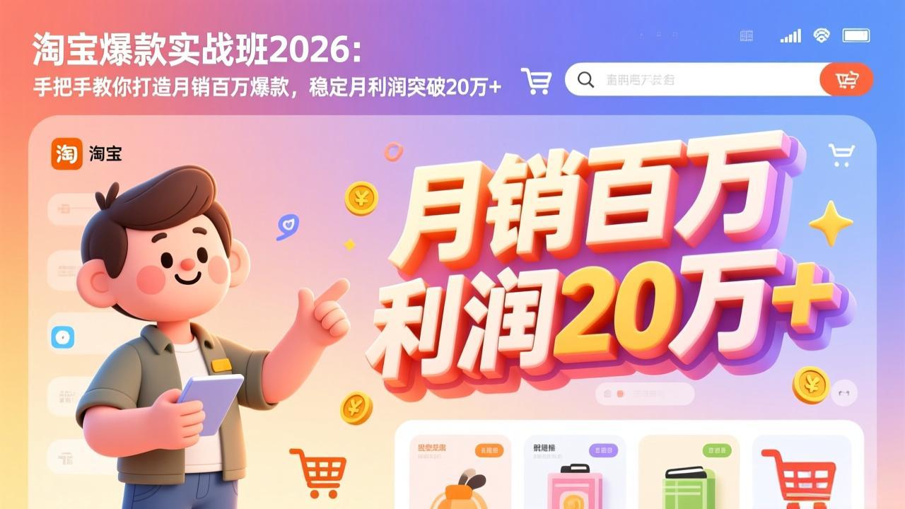 淘宝爆款实战班-2026年2月更新：手把手教你打造月销百万爆款，稳定月利润突破20万+中创-951博客