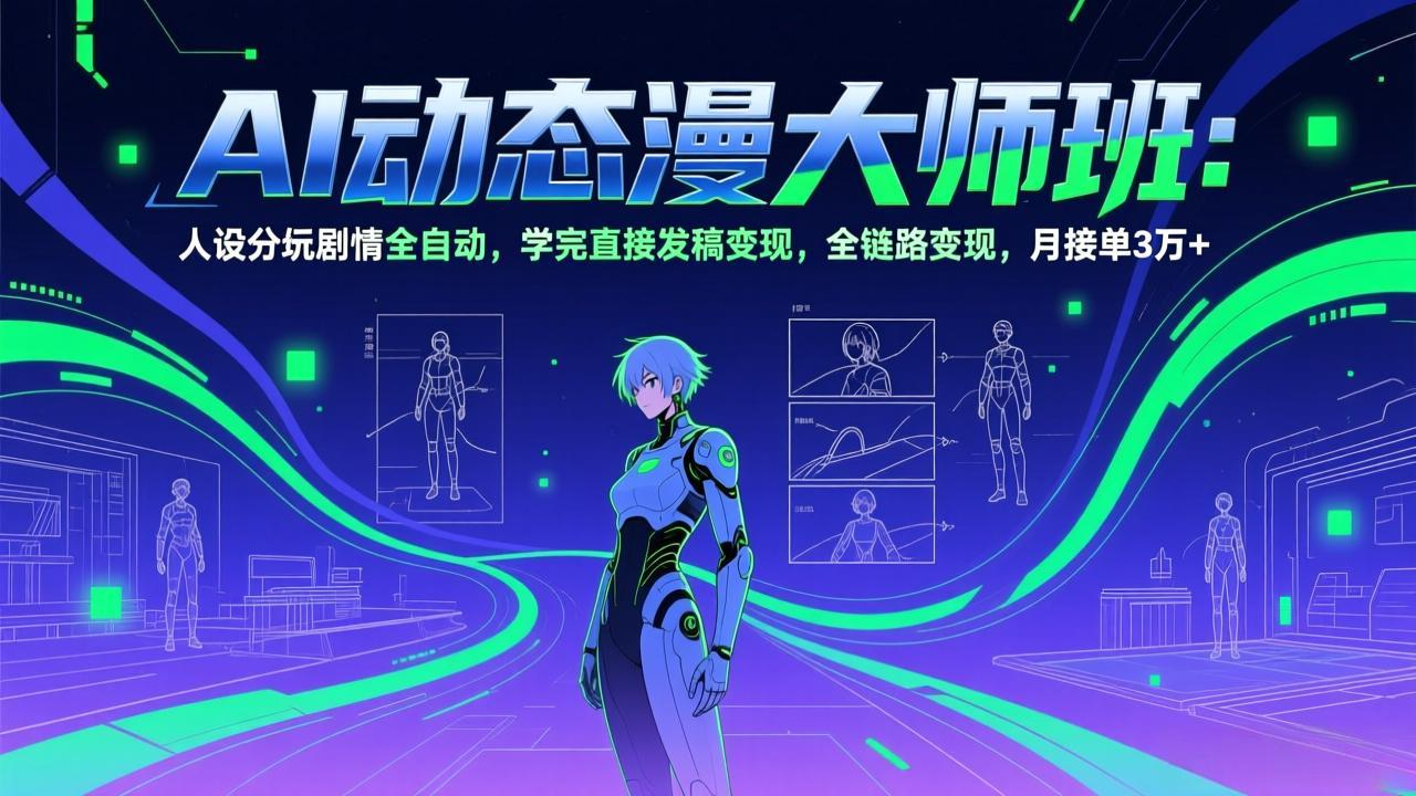 AI动态漫剧大师班：人设分镜剧情全自动，学完直接发稿变现，全链路变现，月接单3万+-951博客