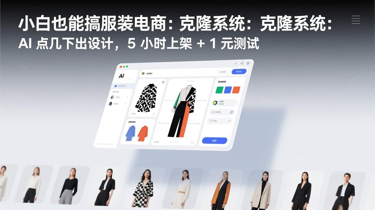 小白也能搞服装电商:克隆系统:AI 点几下出设计,5 小时上架 + 1 元测试_酷乐网