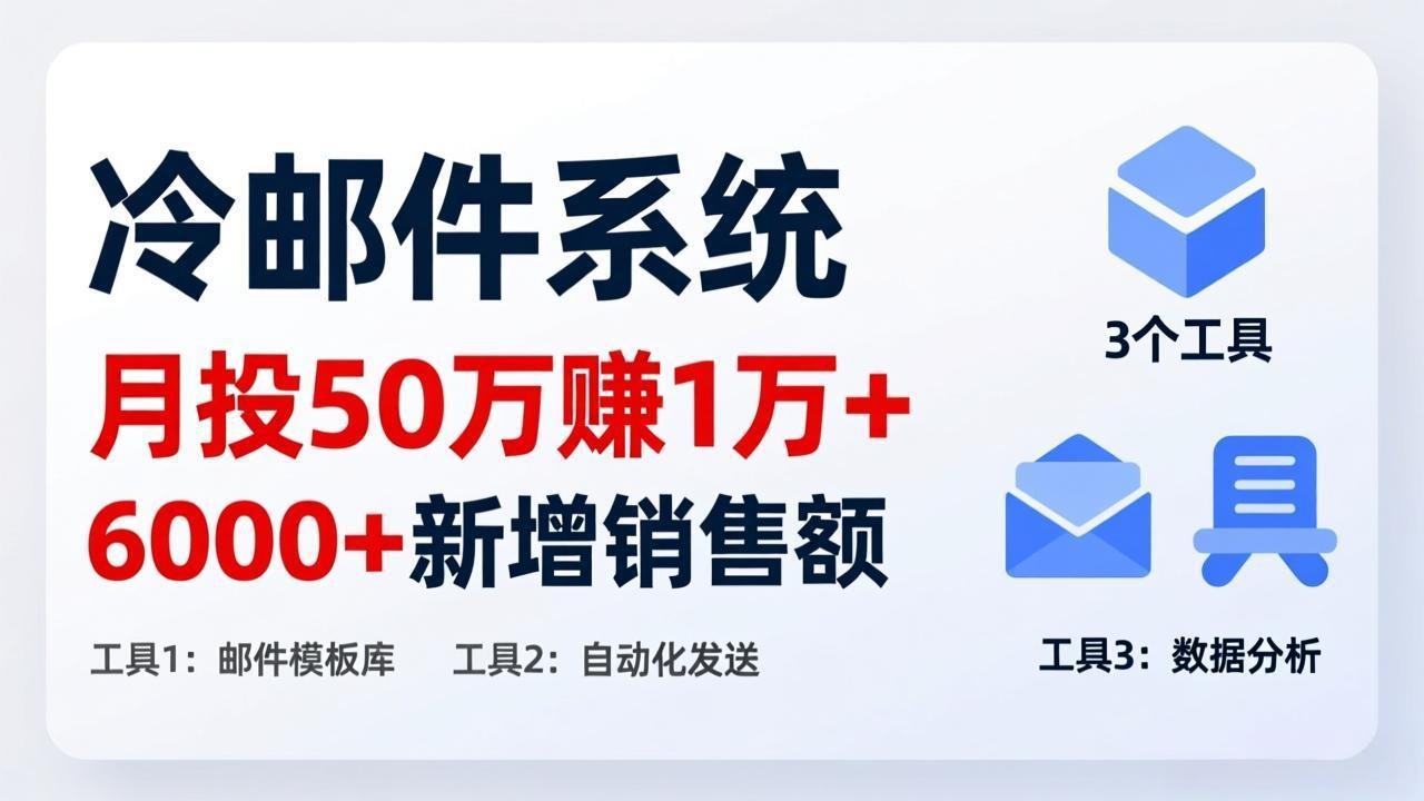 月投 50 刀赚 1 万 +！冷邮件系统：6000 + 新增销售额，靠 3 个工具轻松搞_酷乐网