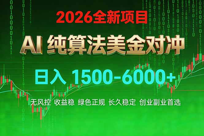 2026 全新美金对冲项目，不套平台赠金，不封号，纯算法对冲，日入 1500-6000+_酷乐网