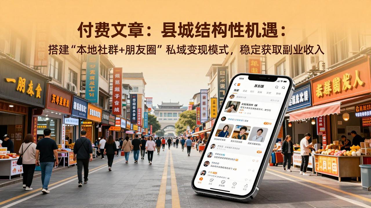 付费文章：县城结构性机遇：搭建“本地社群+朋友圈”私域变现模式，稳定获取副业收入-951博客