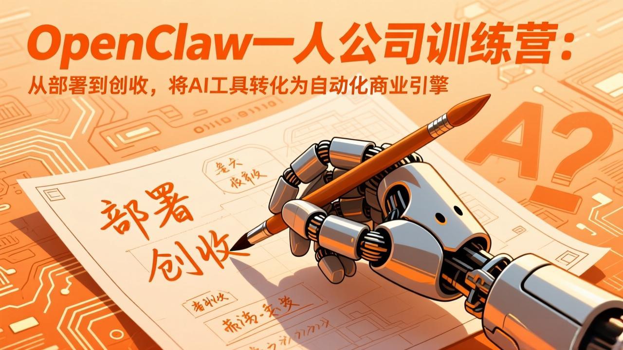 OpenClaw一人公司训练营：从部署到创收，将AI工具转化为自动化商业引擎-951博客