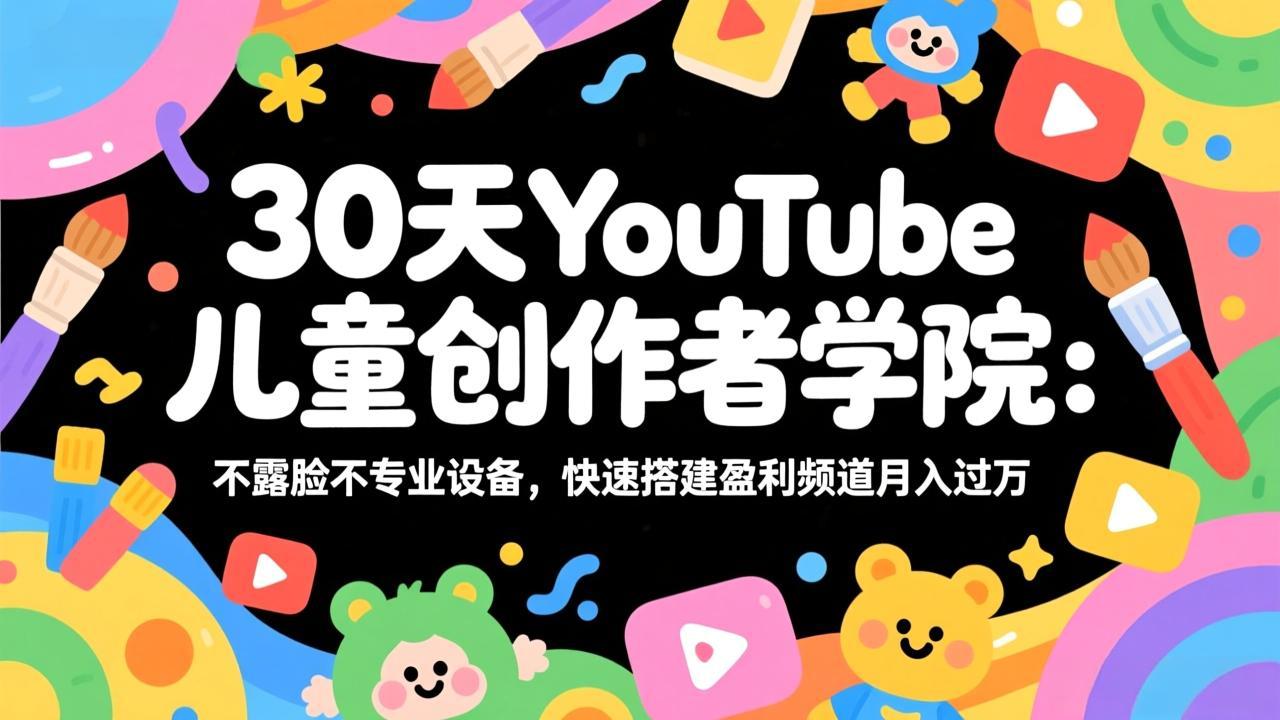 30天YouTube儿童创作者学院：不露脸不专业设备，快速搭建盈利频道月入过万-951博客