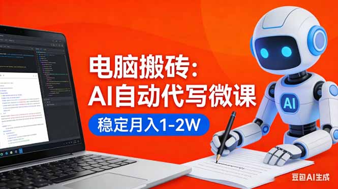 电脑搬砖：AI自动代写微课，稳定月入1-2W，提供接单渠道，0门槛小白可做！-951博客