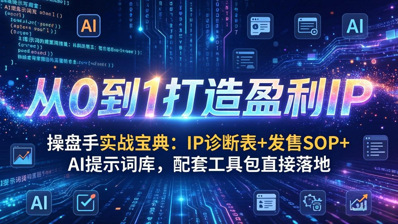 操盘手实战宝典：IP诊断表+发售SOP+AI提示词库，配套工具包直接落地，从0到1打造盈利I-951博客