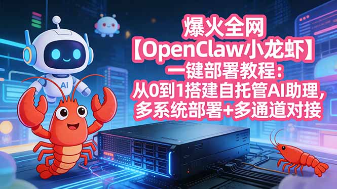 爆火全网【OpenClaw 小龙虾】一键部署教程：从0到1搭建自托管AI助理，多系统部署+多通道对接_酷乐网