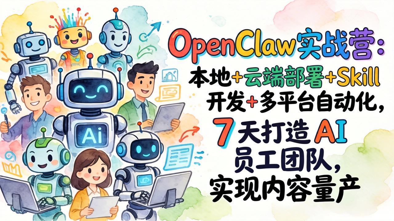 OpenClaw实战营：本地+云端部署+Skill开发+多平台自动化，7 天打造 AI 员工团队，实现内容量产_酷乐网
