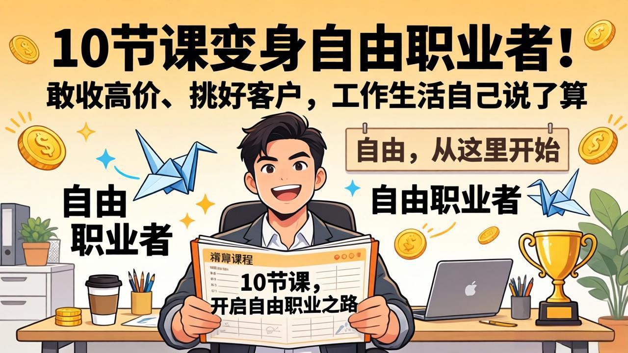 10 节课变身自由职业者!敢收高价、挑好客户,工作生活自己说了算_酷乐网