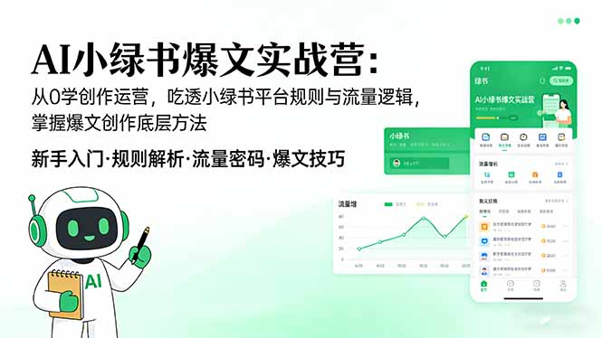 AI 小绿书爆文实战营：从0学创作运营，吃透小绿书平台规则与流量逻辑，掌握爆文创作底层方法_酷乐网
