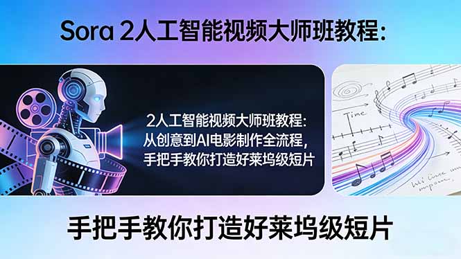 Sora 2人工智能视频大师班教程：从创意到AI电影制作全流程，手把手教你打造好莱坞级短片_酷乐网
