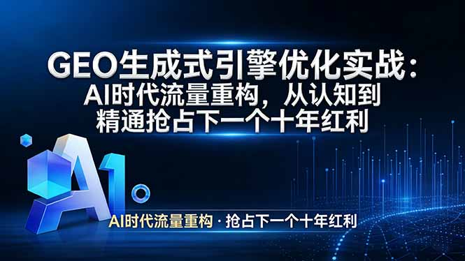 GEO 生成式引擎优化实战：AI时代流量重构，从认知到精通抢占下一个十年红利_酷乐网
