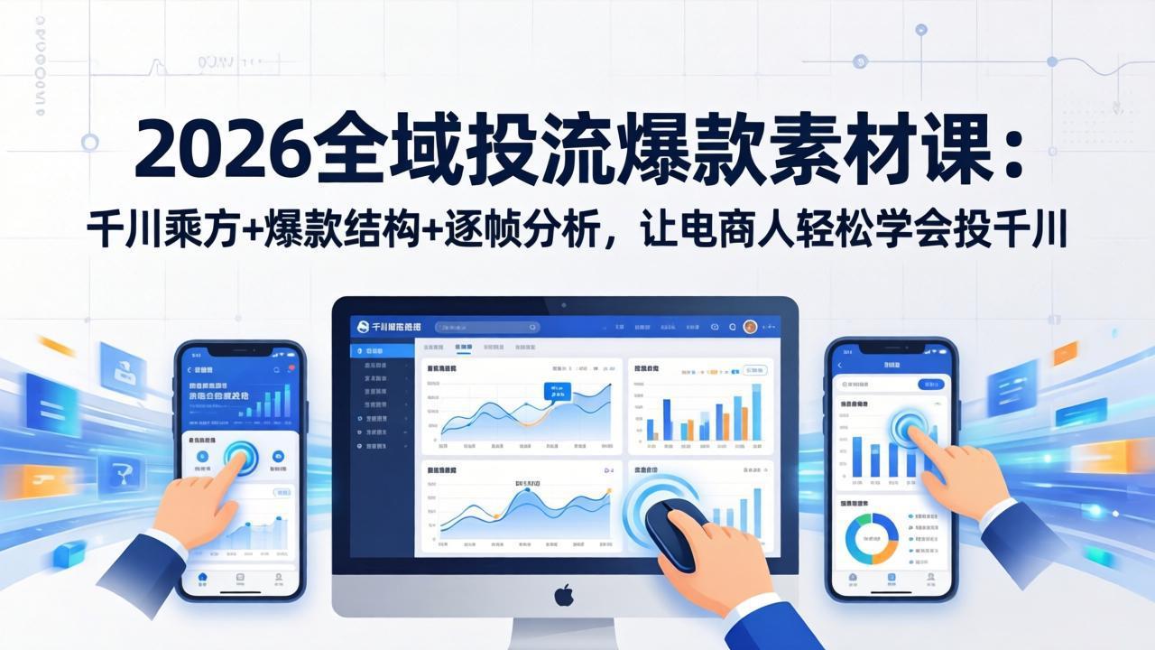 2026全域投流爆款素材课：千川乘方+爆款结构+逐帧分析，让电商人轻松学会投千川_酷乐网
