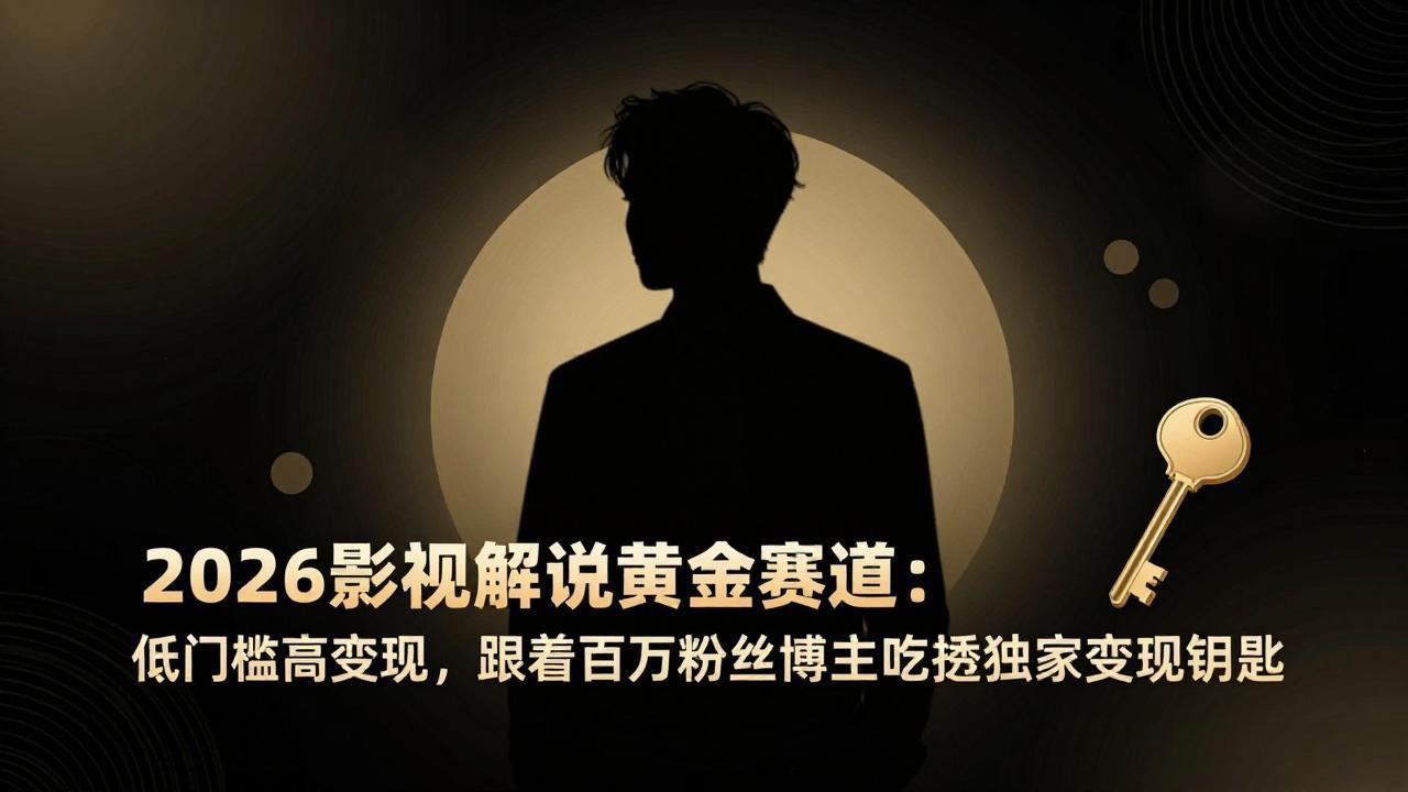 2026影视解说黄金赛道：低门槛高变现，跟着百万粉丝博主吃透独家变现钥匙_酷乐网
