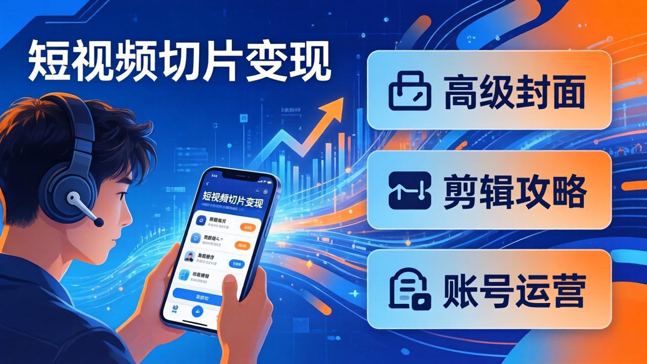 短视频切片变现速成班2.0：高级封面+剪辑攻略+账号运营，0基础小白快速入局副业_酷乐网