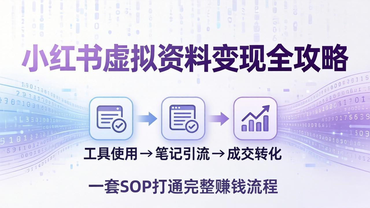 小红书虚拟资料变现全攻略：从工具使用到笔记引流成交，一套 SOP 打通完整赚钱流程_酷乐网