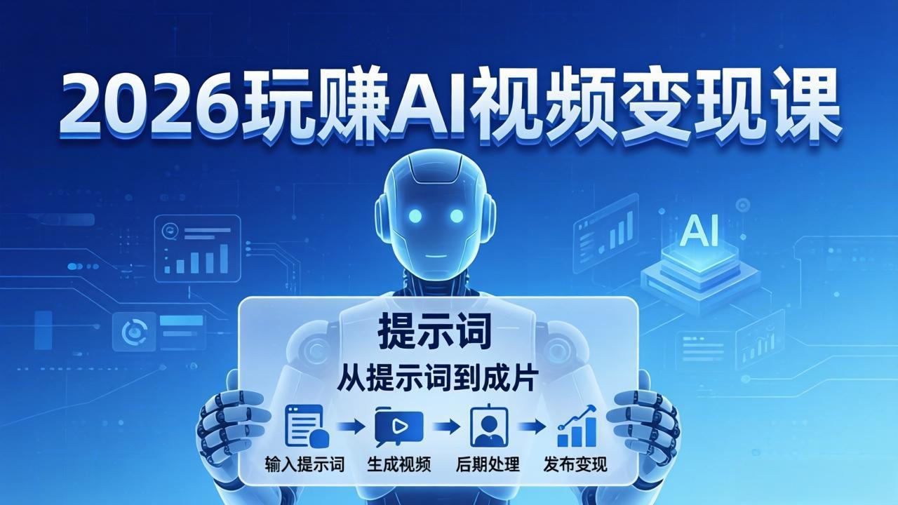 2026玩赚AI视频变现课：掌握 AI 视频全流程技能，从提示词到成片高效产出_酷乐网