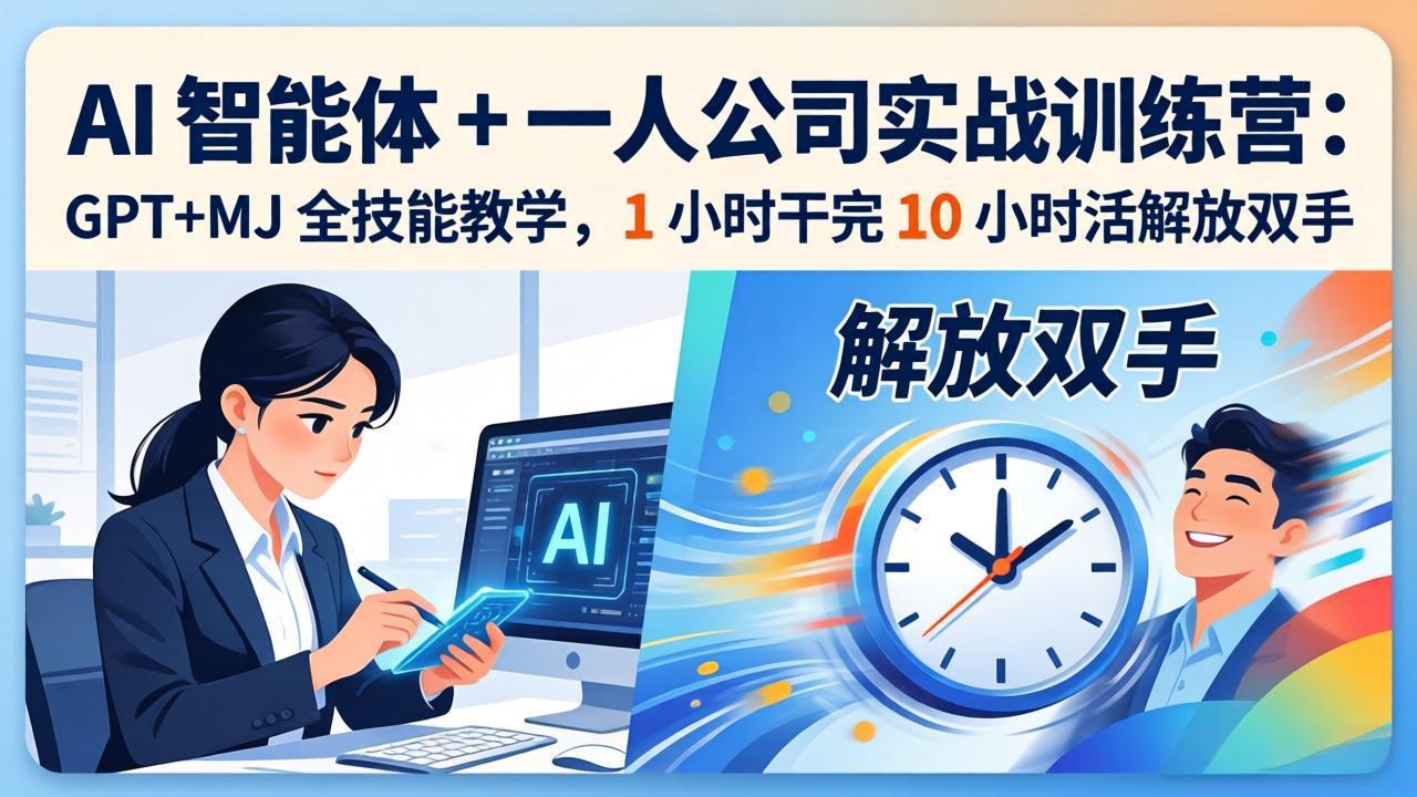 AI 智能体 + 一人公司实战训练营：GPT+MJ 全技能教学，1 小时干完 10 小时活解放双手_酷乐网