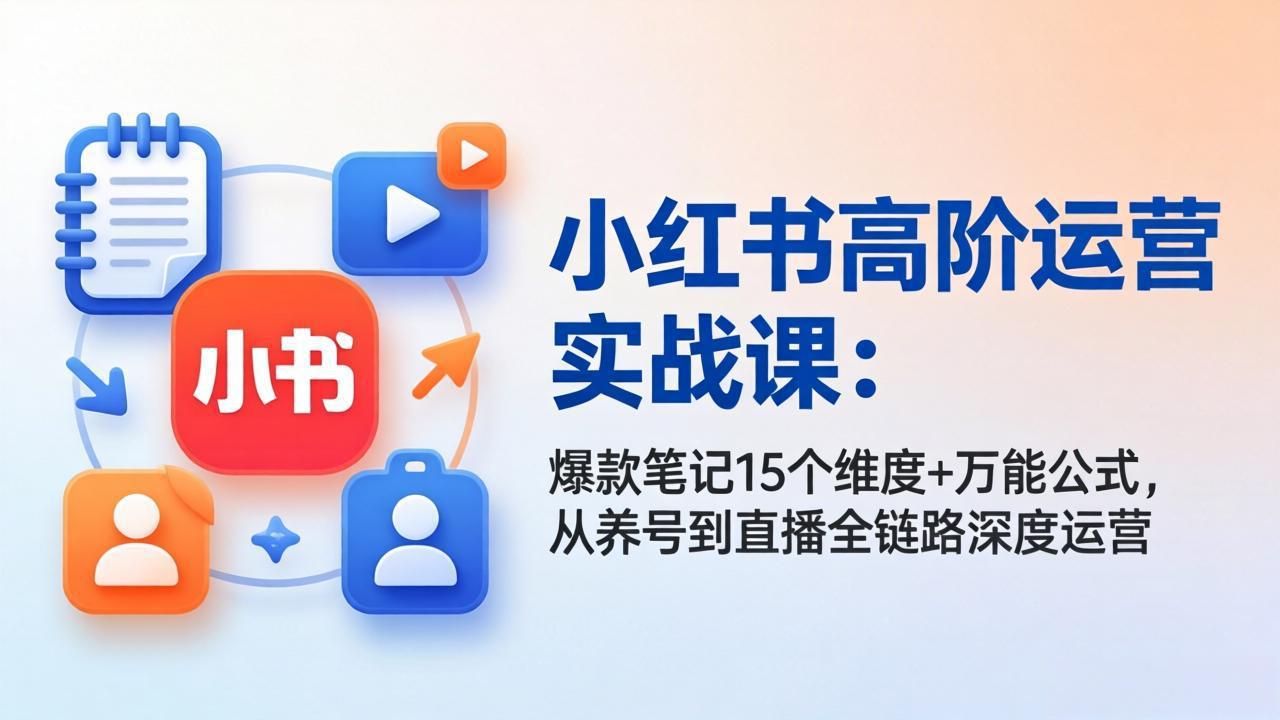 小红书高阶运营实战课：爆款笔记15个维度+万能公式，从养号到直播全链路深度运营_酷乐网