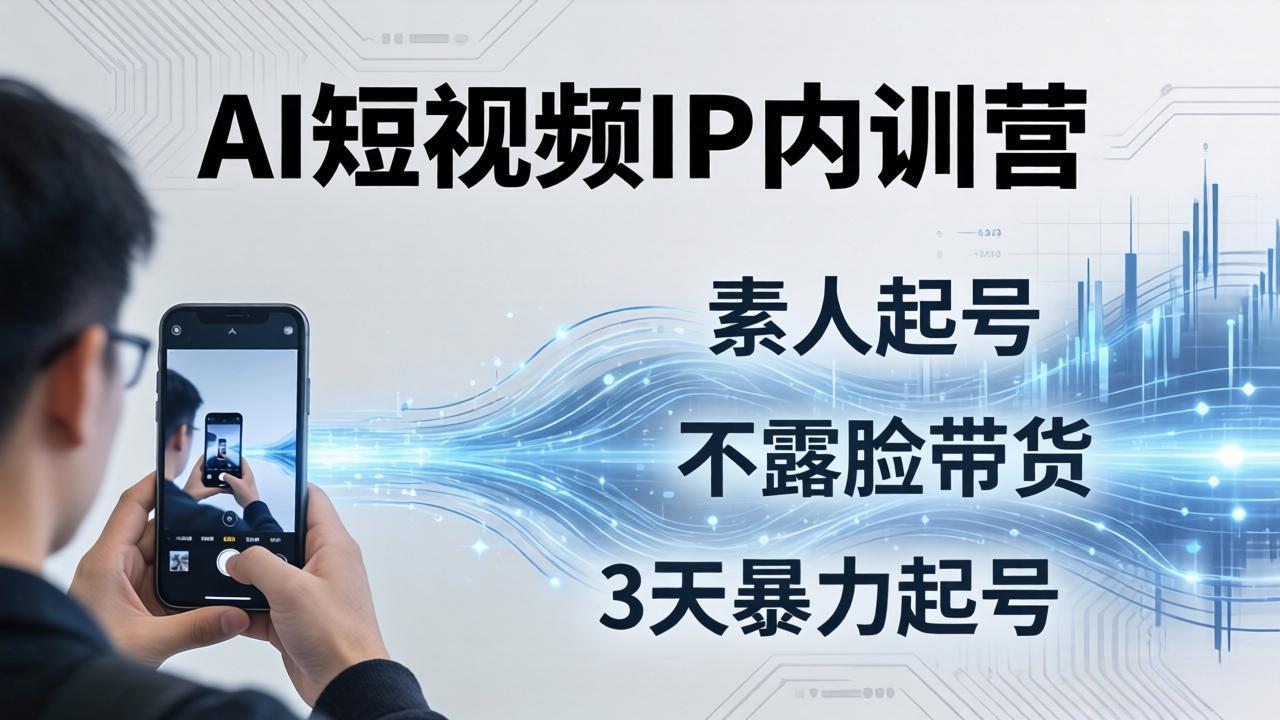 2026AI短视频IP内训营：从素人起号到不露脸带货，3天暴力起号全流程拆解_酷乐网