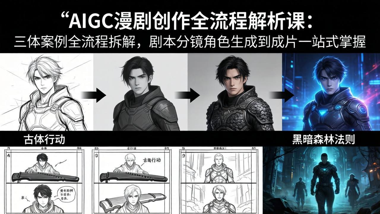 AIGC漫剧创作全流程解析课：三体案例全流程拆解，剧本分镜角色生成到成片一站式掌握_酷乐网