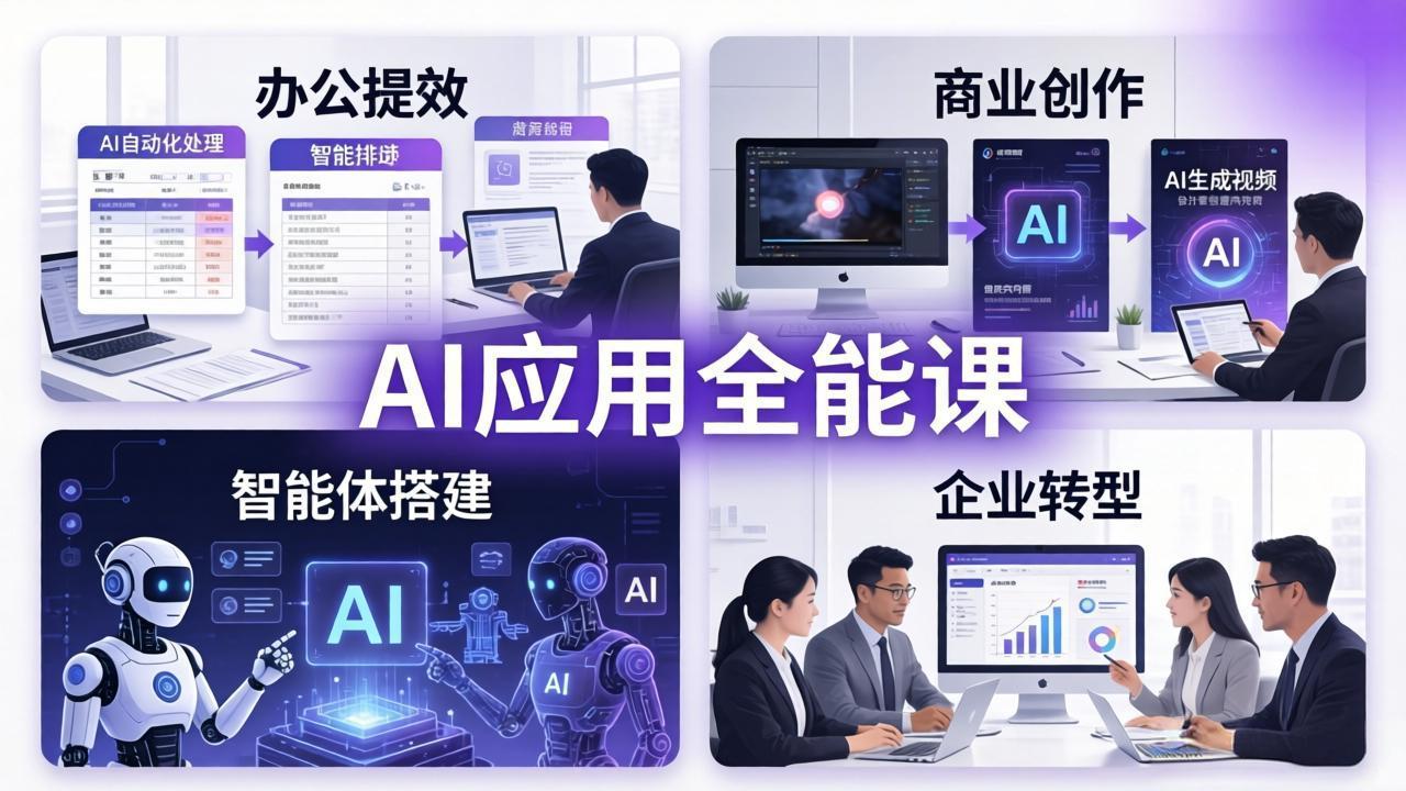 AIGC 应用全能课：办公提效、商业创作、智能体搭建、企业转型，一站式学会AI应用_酷乐网