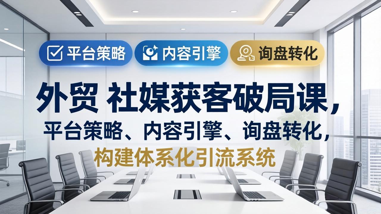 外贸 社媒获客破局课，平台策略、内容引擎、询盘转化，构建体系化引流系统（更新26年3月）_酷乐网