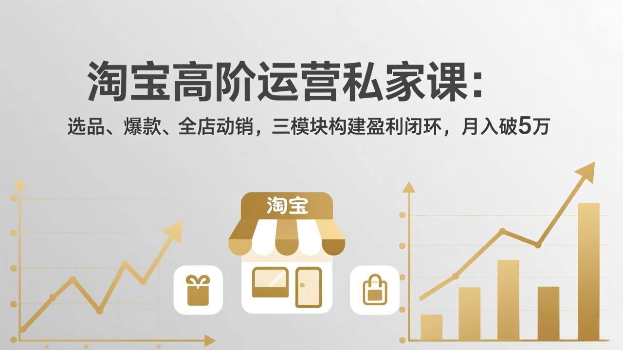 淘宝高阶运营私家课(更新26年4月):选品、爆款、全店动销,三模块构建盈利闭环,月入破5万_酷乐网