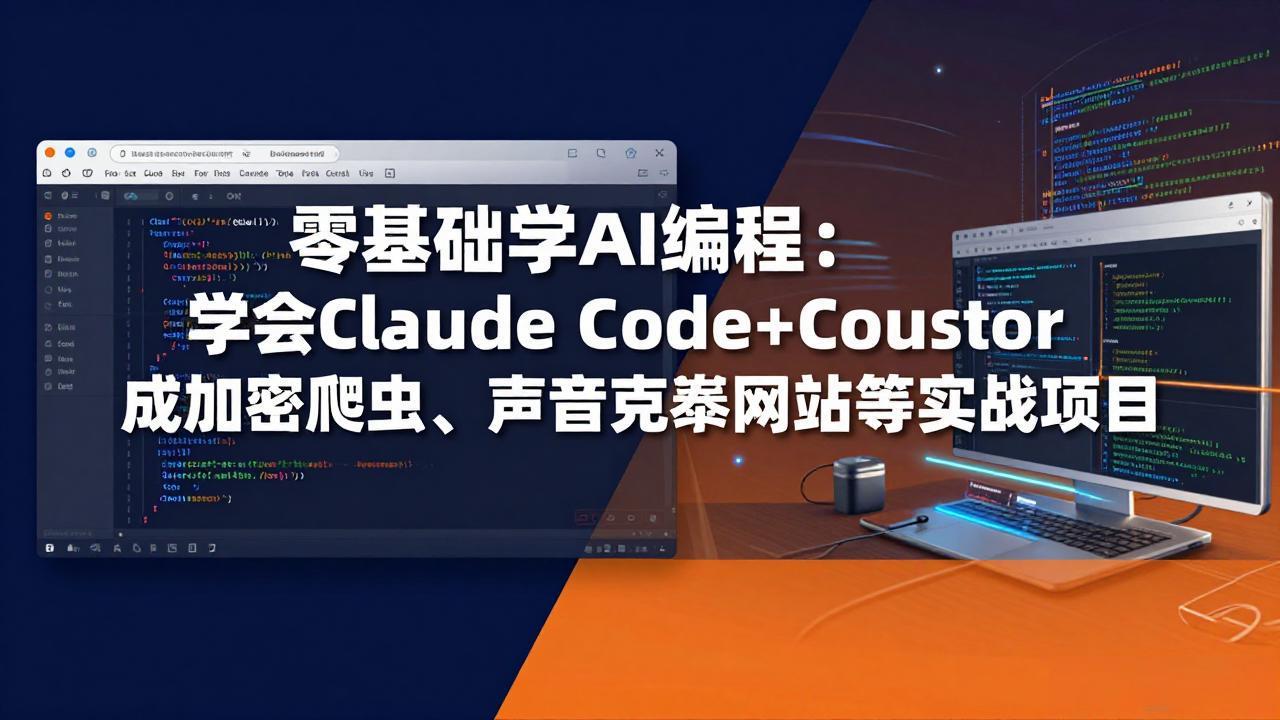 零基础学AI编程：学会Claude Code+Cursor完成加密爬虫、声音克隆网站等实战项目_酷乐网